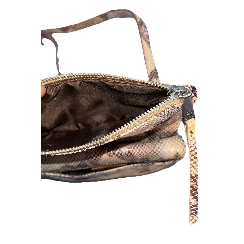 Hobo‎ Leather Sandsnake Crossbody Foldable Magnetic Zip Adjustable Handbag
